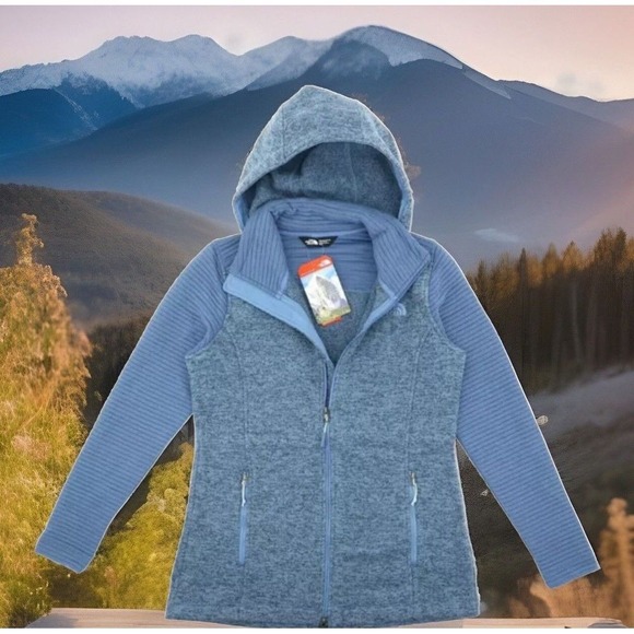The North Face Women's Indi Insulated Full Zip‎ Hoodie in Cool Blue Size S NWT - Picture 4 of 7